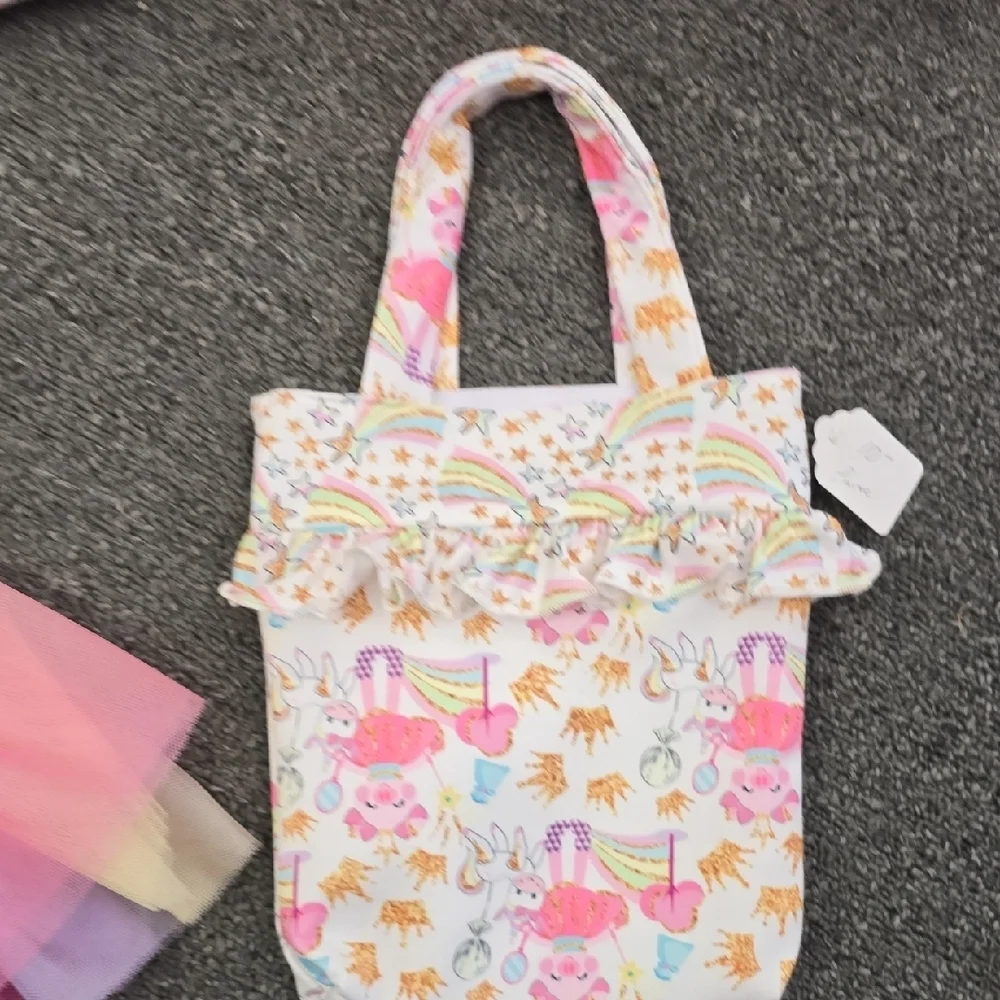 Charming Pink and Multicolor Kids Tote Bag Set
